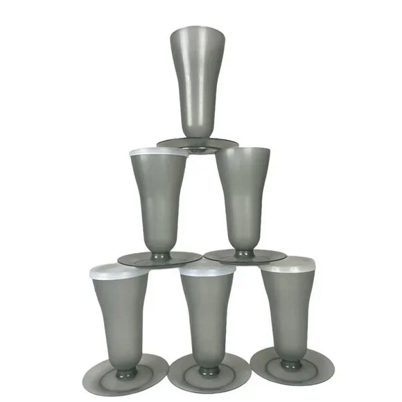 Tupperware Parfait Cups Smoky Grey Cups Bases Lids 754 296 Dessert Seals 6 - Picture 1 of 8